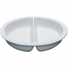 Porcelain Food Pan Round Divided 380mmx65mmD White