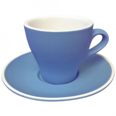 Roma Matte Blue Tulip Cup and Saucer
