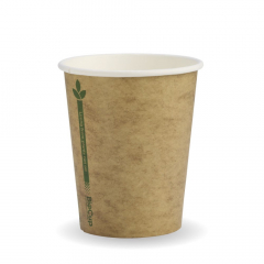 Biopak BioCup Single Wall Cup - Kraft with Green Line