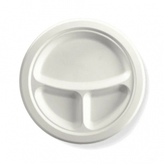 BioCane Plate 3-Compartment Round White Pack of 125