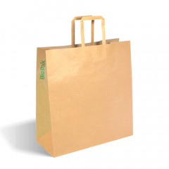 Biopak Flat Handle Kraft Paper Bags