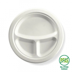 Biopak 3-Compartment Round Plant Fibre Plate