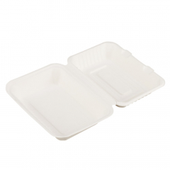 Earth Essentials Bagasse Lunchbox Clamshell White 250/ctn