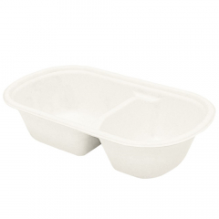 Green2B Bagasse 2 Compartment Clamshell White Carton of 500