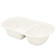 Earth Essentials Bagasse 2 Compartment Clamshell White 500/ctn
