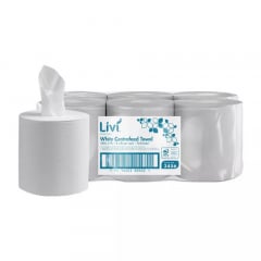 Livi Essentials White Centrefeed Towel 2 Ply 180m