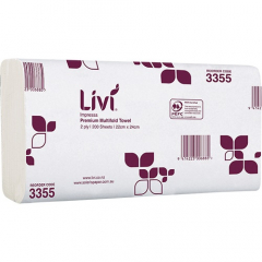 LIvI Impressa Multifold Towel 2 Ply 16 Packs of 200 Sheets