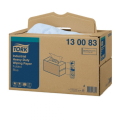 Tork Heavy Duty Industrial Wiping Paper Blue Folded 3ply Box