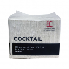 Essentials Cocktail Napkin 1/4 Fold - White 2 Ply 250/pack