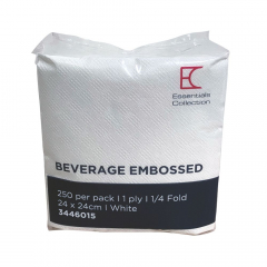 Essentials Cocktail Napkin 1/4 Fold - White 1 Ply 250/pack
