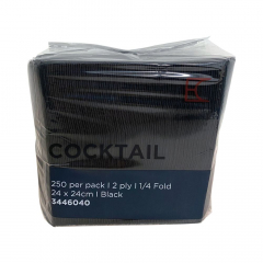 Essentials Cocktail Napkin 1/4 Fold - Black 2 Ply 250/pack