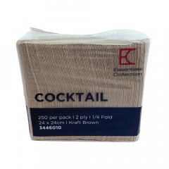 Essentials Cocktail Napkin 1/4 Fold - Kraft 2 Ply 250/pack