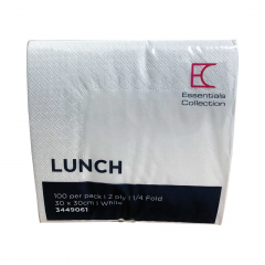 Essentials Lunch Napkin 1/4 Fold - White 2 Ply 100/pack