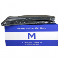 Rubbish Bin Liner-Black 900 x 1330mm.120L - 25 per pack