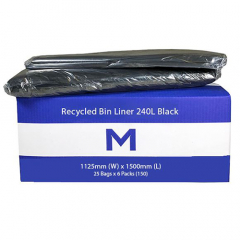Rubbish Bin Liner-Black 1125 x 1500mm.240L - 25 per pack