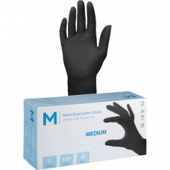 Glove Black Nitrile Powder Free Medium 100/Pack