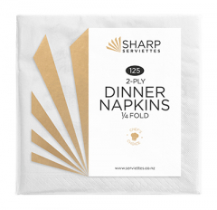White Dinner Napkin 2 Ply 1/4 Fold