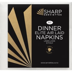 Sharp 1 Ply 1/8 Fold White Air Laid/Linen Feel Dinner Serviettes