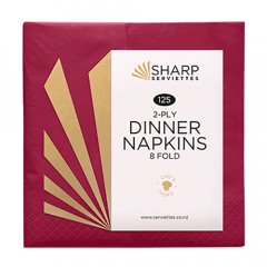 2 Ply Burgundy Dinner Napkin - 1/8 Fold
