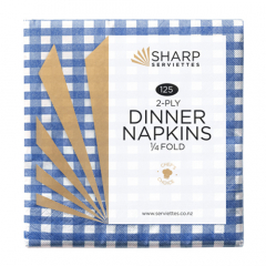Sharp Dinner Napkins White Blue Check 2 Ply 1/4 Fold CARTON