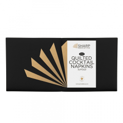 Quilted 1/4 Fold Cocktail Napkin Black