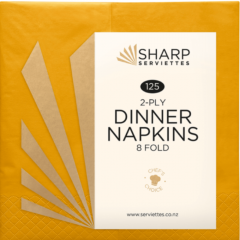 Napkin Dinner 2 Ply 1/8 Fold Yellow - 125/pack