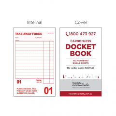 Single Sheet Takeaway Docket Book 100 Sheet 160mm x 100mm