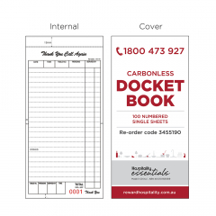 Single Sheet Restaurant Docket Book 100 Sheet 210mm x 100mm