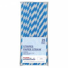 Paper Straw Regular Blue & White Stripes 25/Sleeve