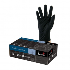 Bastion Black Nitrile Powder Free Gloves Small - 100 pack