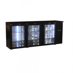 Pro.Equip Back Bar Bottle Cooler 3 Glass Swing Door