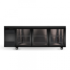 Skope Backbar Slimline Glass Sliding Door Fridge Black