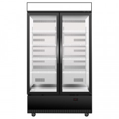Skope EziCore BCE1200N 2 Glass Door Upright Fridge Black