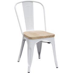 Gloss White Sputnik Chair with Timber Seat
