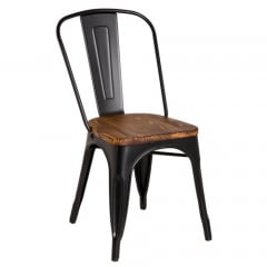 Sputnik Black Chair with Pine Seat