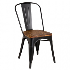 Sputnik Chair Stackable Pine Seat Matte Black
