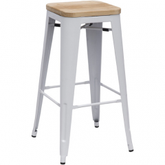 Gloss White Sputnik Barstool 760mm with Timber Seat