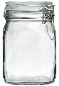 Bormioli Rocco Fido Square Glass Jar & Clip Lid 1L