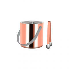 Zanzi Double Wall Ice Bucket With Tongs Rose Gold