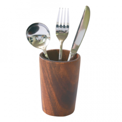Acacia Wood Tumbler/Cutlery Holder 63 x 113mm