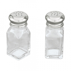 Salt & Pepper Shakers 60ml Square Stainless Steel Top Glass