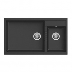 Elleci Quadra Topmount 445 Double Bowl Black