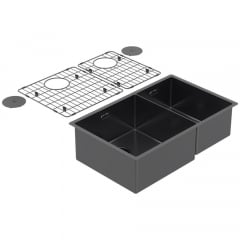 Zomodo CAN660DLHBP Double Bowl LH Main Sink Black 400+260mm