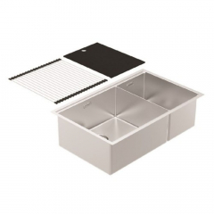 B&F Designer Prep Centre ITB450 Double Bowl with Accessories Left