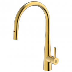 Zomodo CIGNUS14EG Gold Goose Neck Pull Out Dual Nozzle