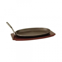 Chef Inox Sizzle Plate & Base 240x140mm Cast Iron & Wood (12)