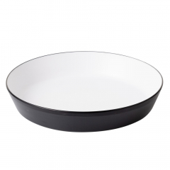 Coucou Melamine Flat Round Bowl Black and White 290mm