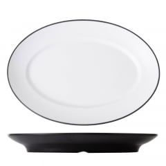 Coucou  Melamine Oval Plate Black and White 310mm