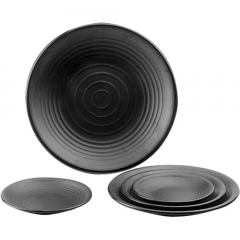 Melamine Swirl Round Plate 40cm Black