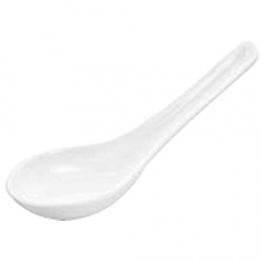 Melamine Chinese Spoon 13cm White